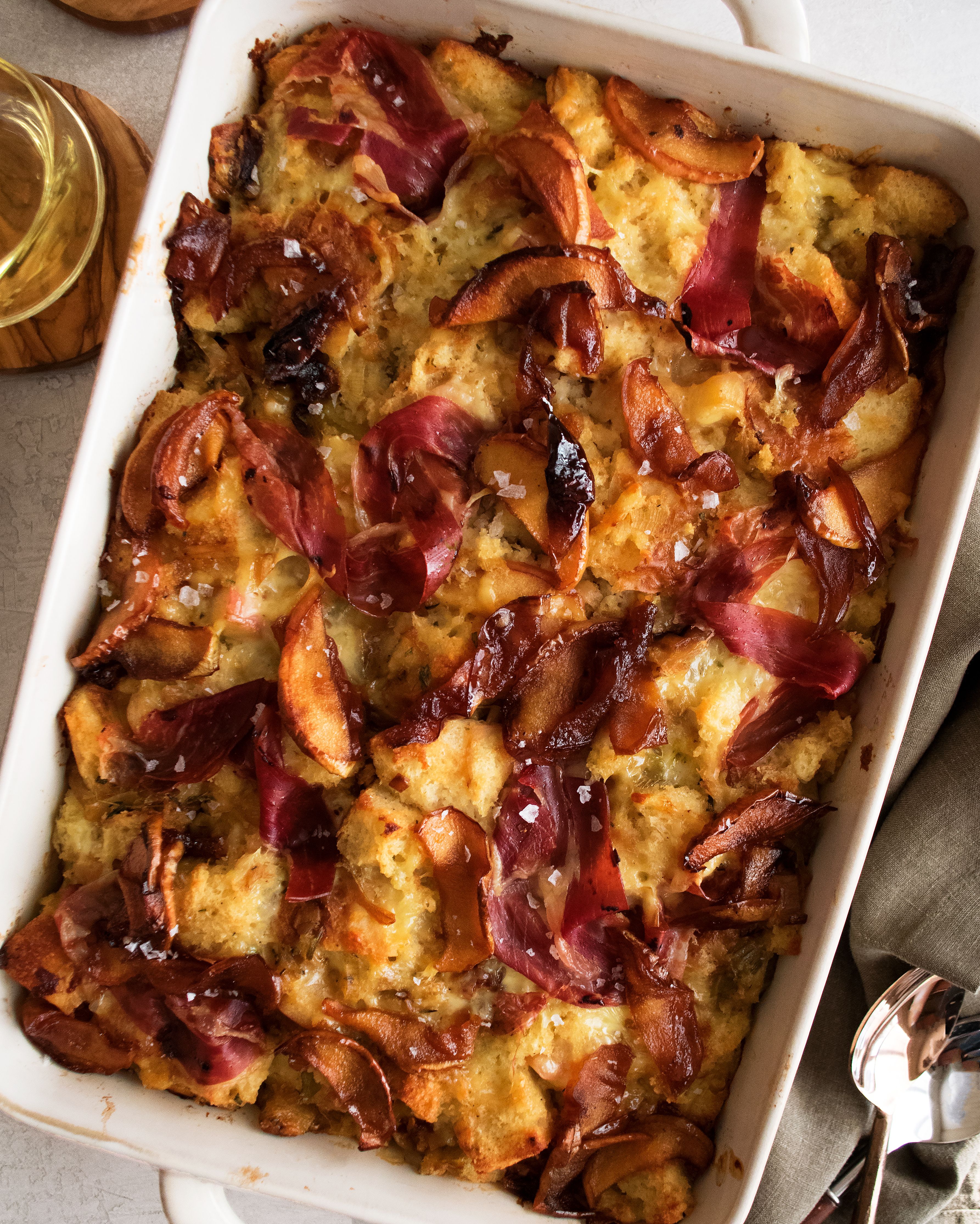 Sourdough Stuffing with Apples, Gouda, and Prosciutto Recipe | The Feedfeed