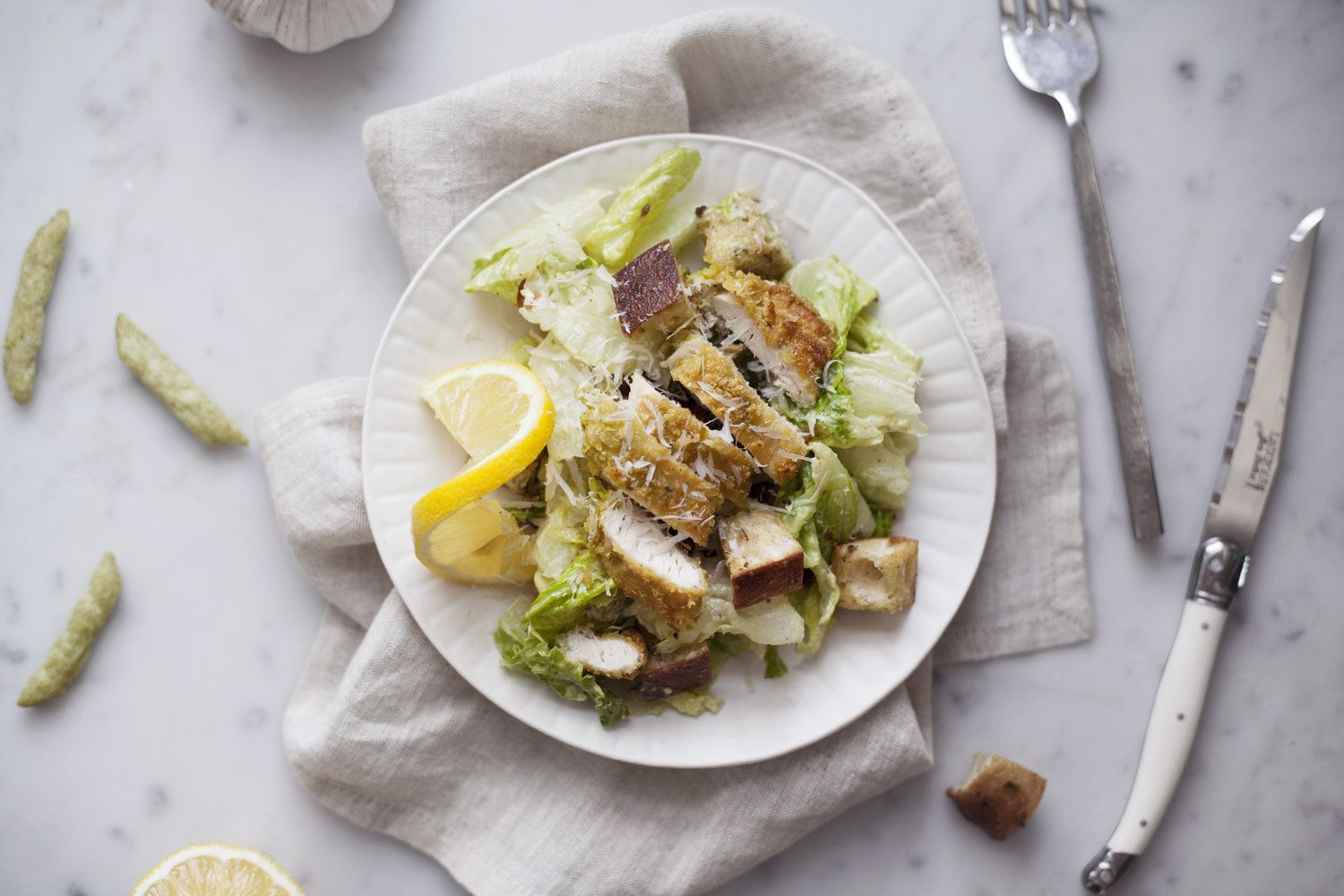 Avocado Caesar Salad with Breaded Chicken by modestmarce Quick & Easy