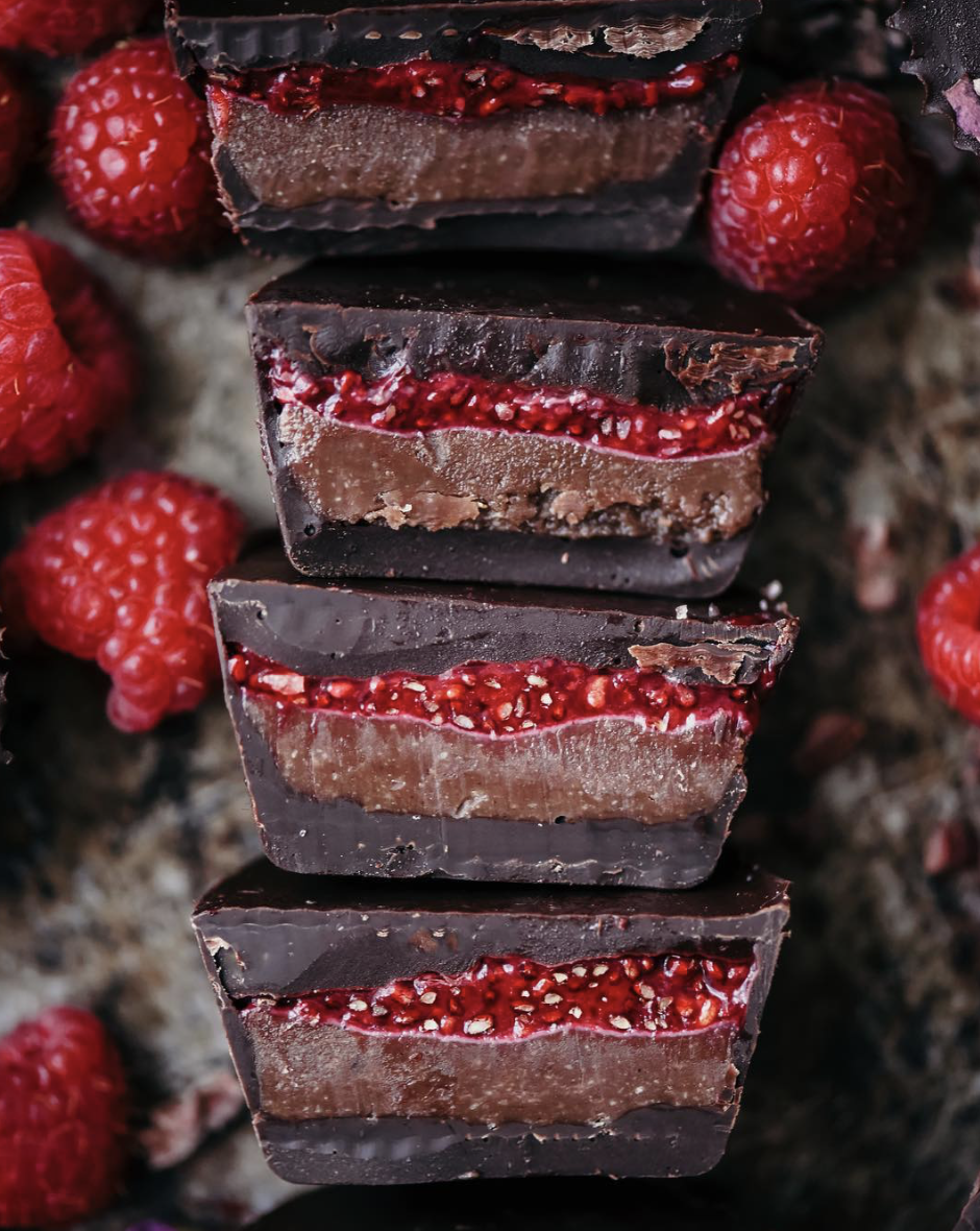 Raspberry Chia Chocolate Cashew Butter Cups Recipe The Feedfeed