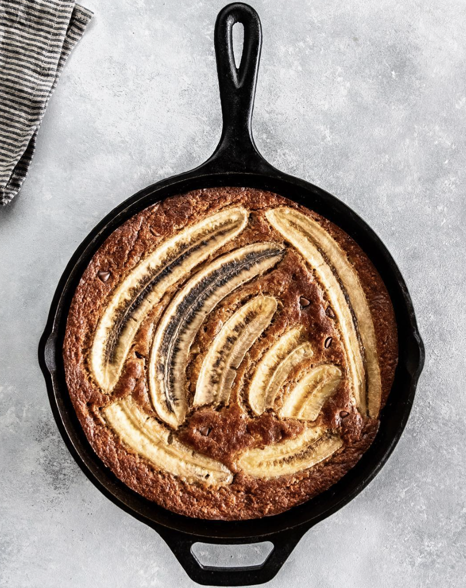Cast Iron Chocolate Chip Banana Bread - Cast Iron Skillet Cooking