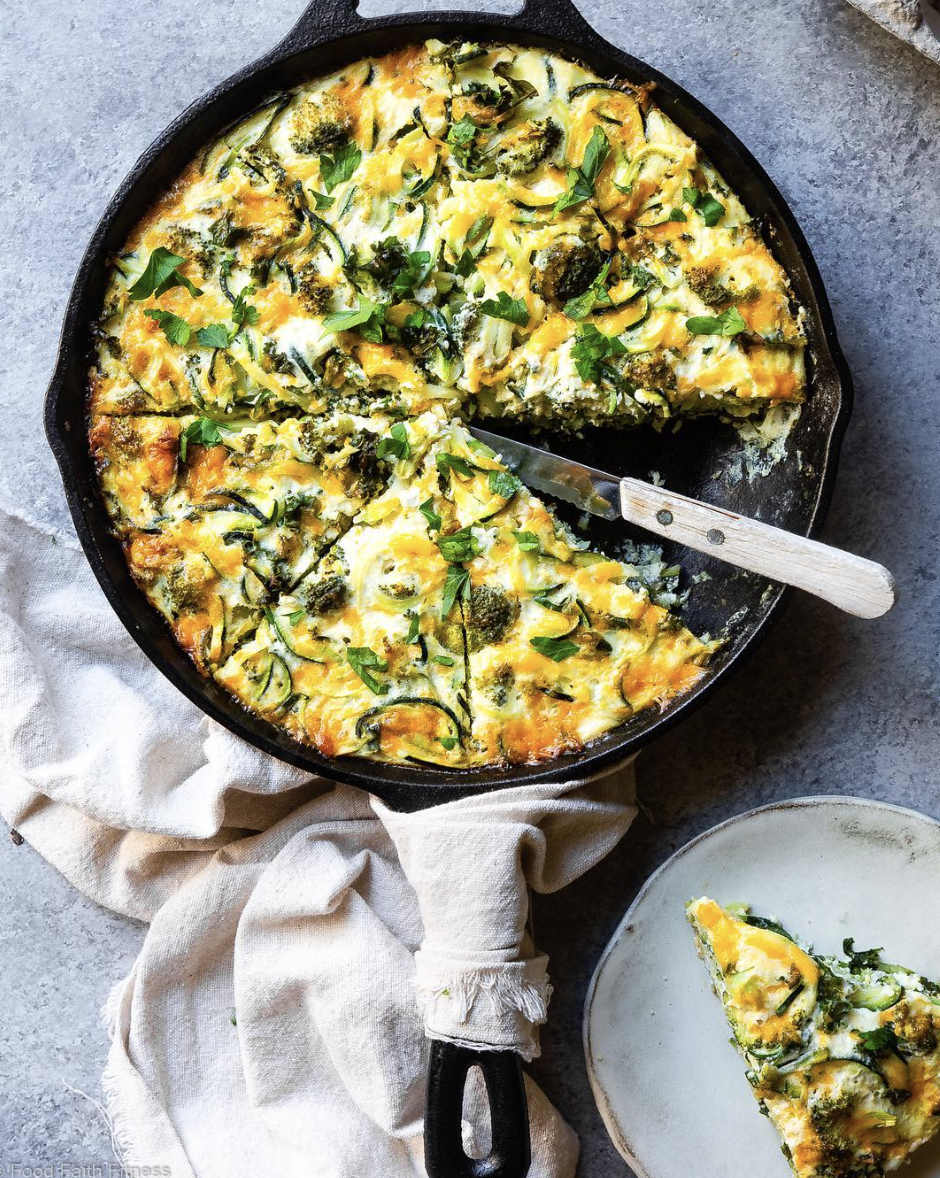 Cheesy Broccoli, Kale and Zucchini Frittata Recipe The Feedfeed