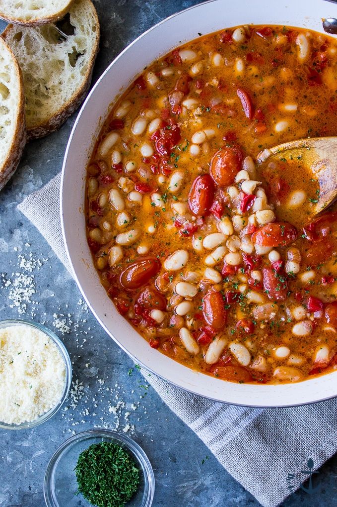 White Bean and Tomato Stew over Ciabatta Recipe The Feedfeed