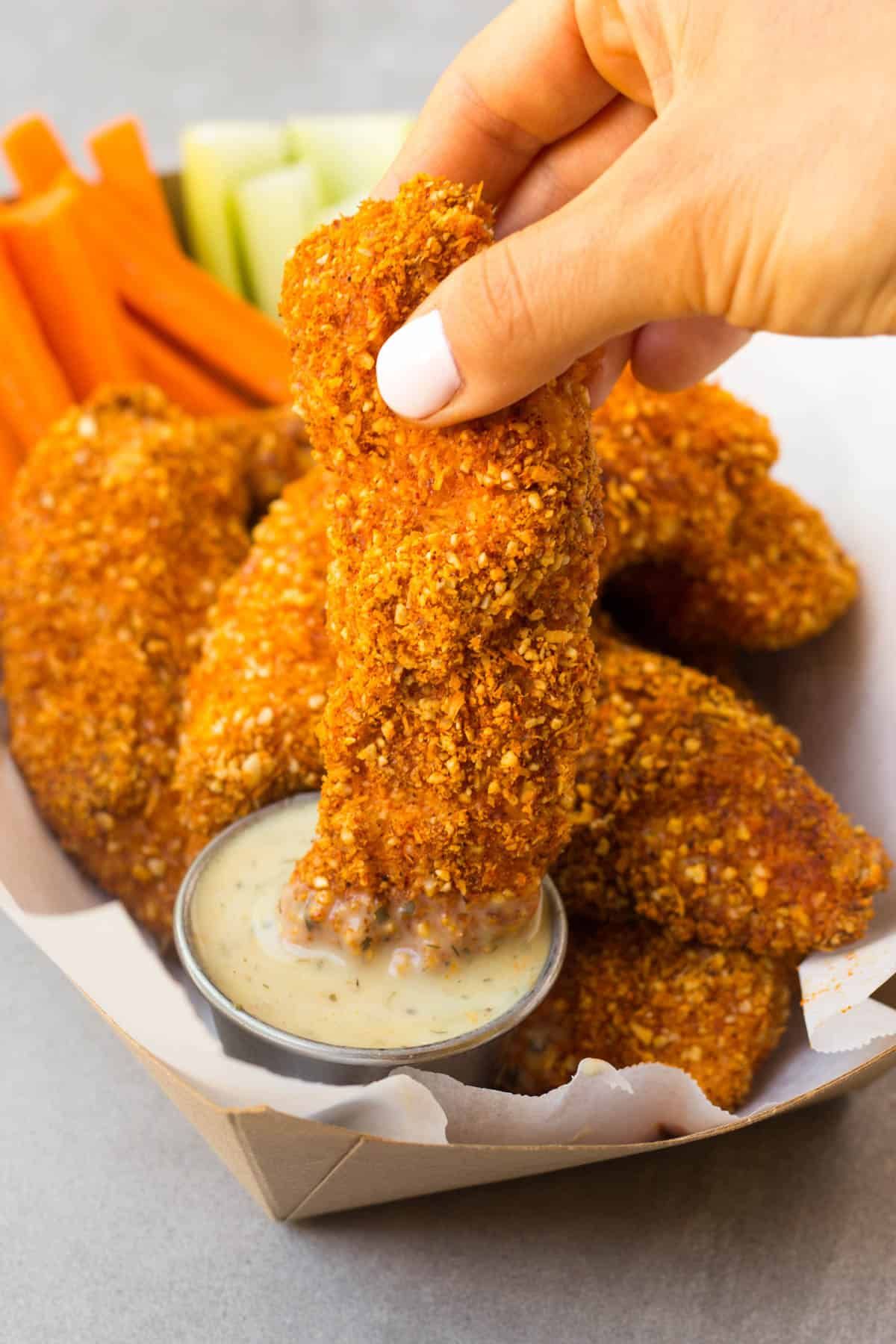 Coconut Crusted Buffalo Style Chicken Tenders Recipe The Feedfeed