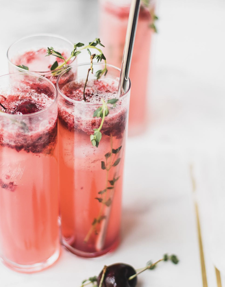 Cherry Thyme Prosecco Smash Recipe By Ciarra Los Angeles Ca The Feedfeed