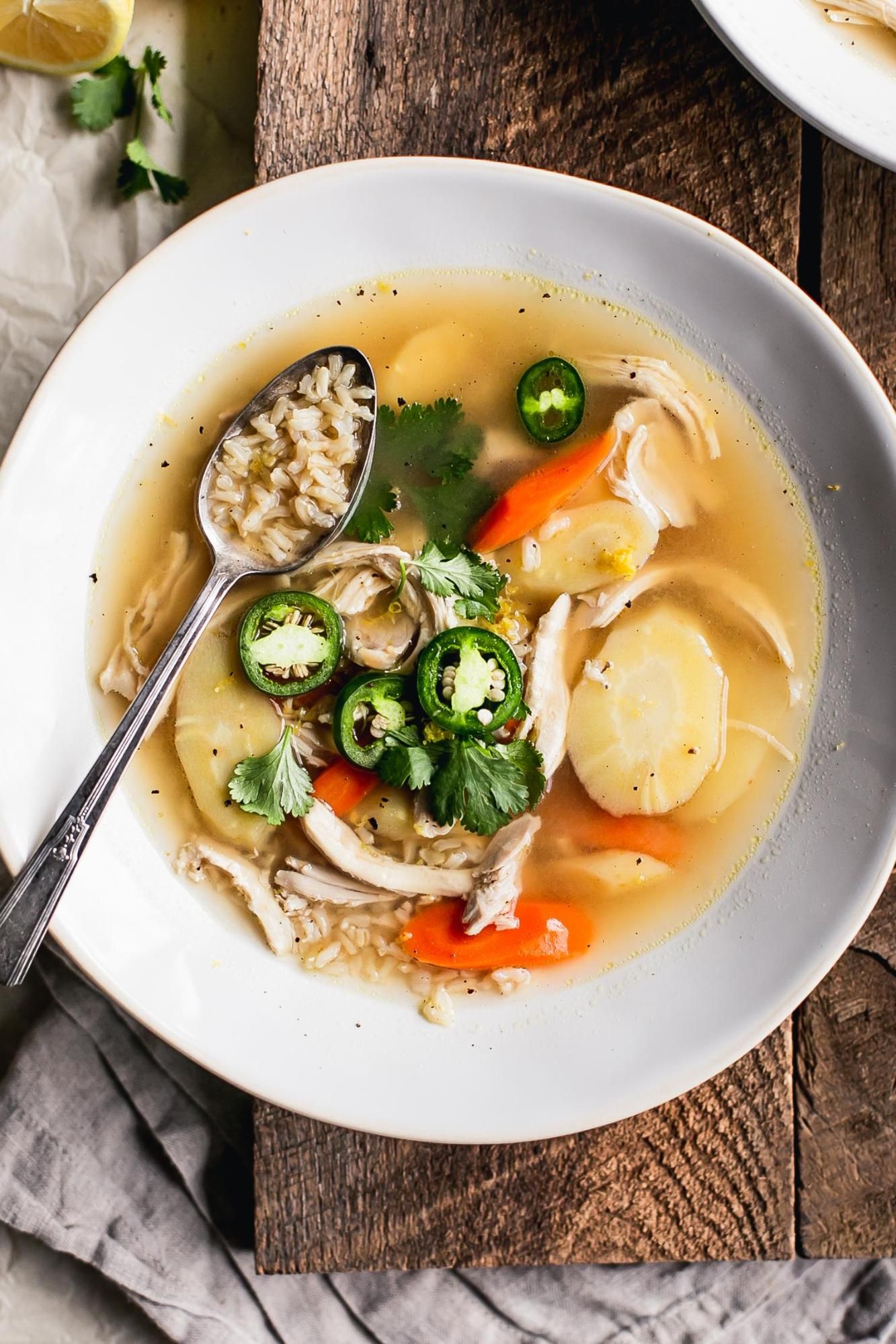 Spicy Chicken Bone Broth And Rice Soup By Ashcuoco Quick Easy Recipe The Feedfeed