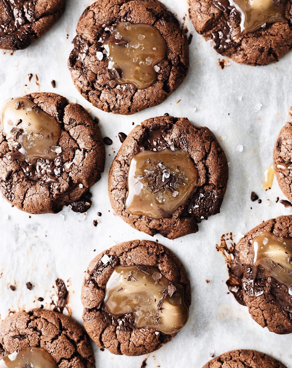Double Chocolate Salted Caramel Cookies Recipe The Feedfeed