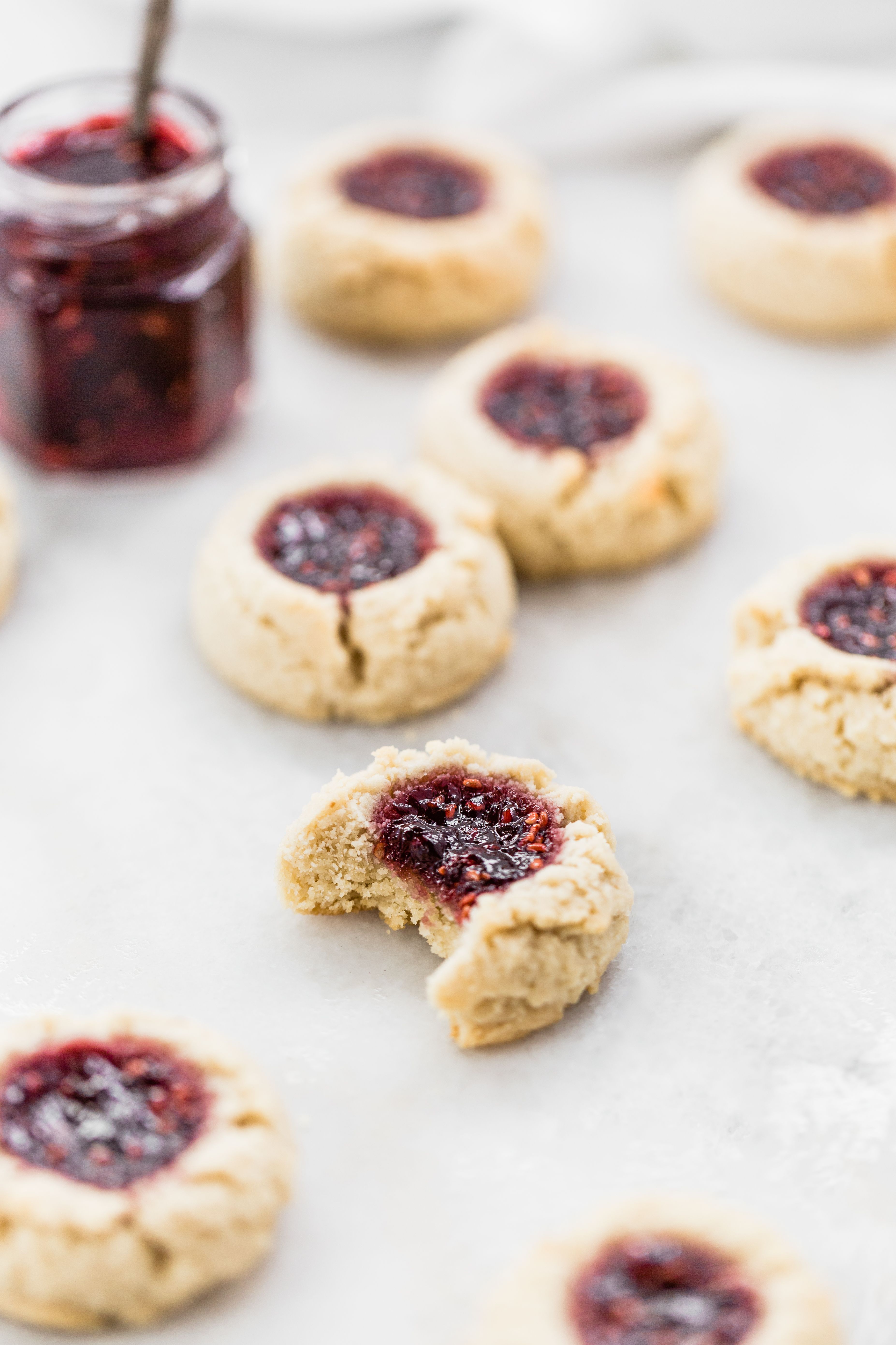 Almond Thumbprint Jam Cookies Recipe The Feedfeed