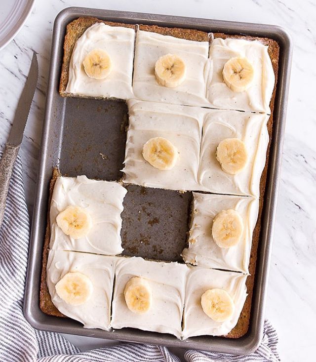 Quarter Pan Banana Sheet Cake with Cream Cheese Frosting Recipe | The ...