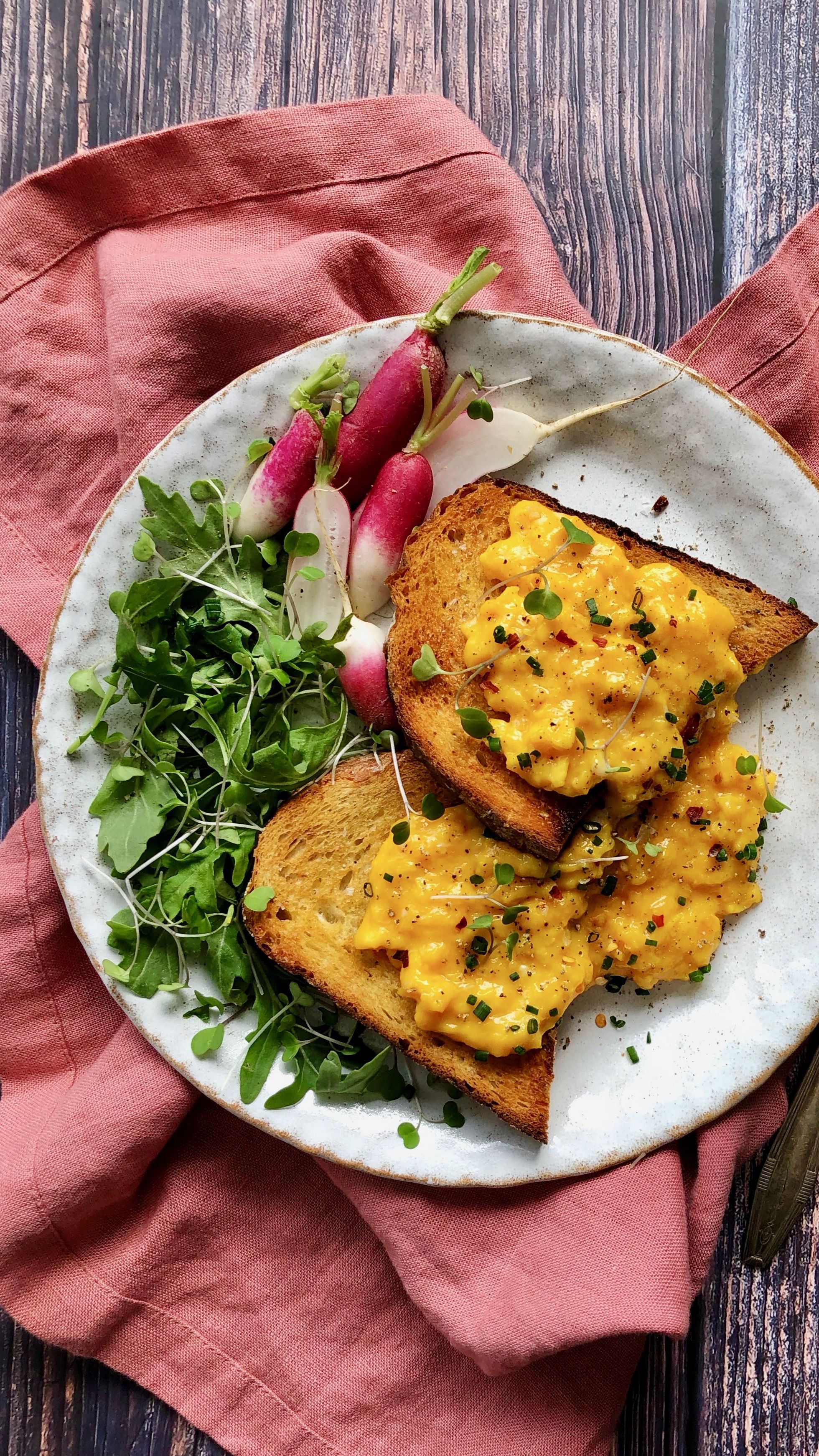 French Scrambled Eggs with Chive-Shallot Butter