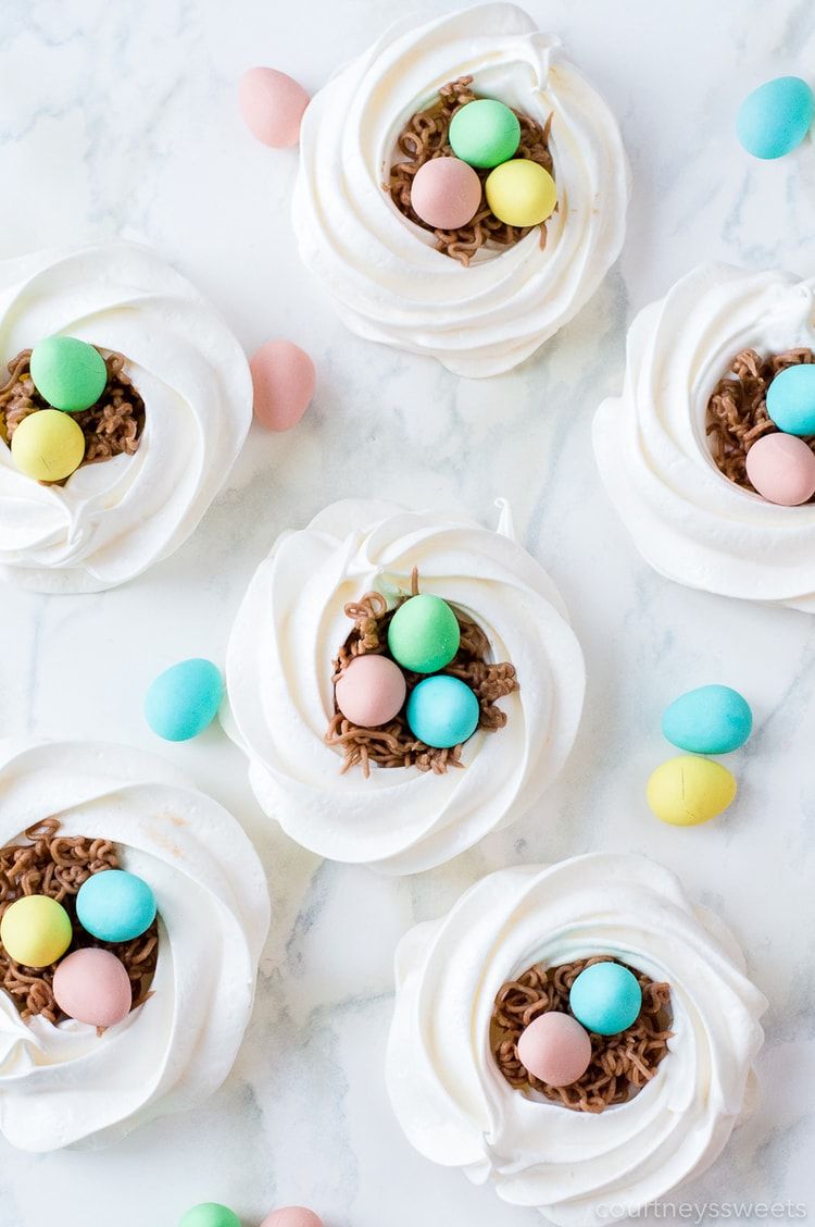 Mini Meringue Nests with Mini Easter Chocolate Eggs | The Feedfeed