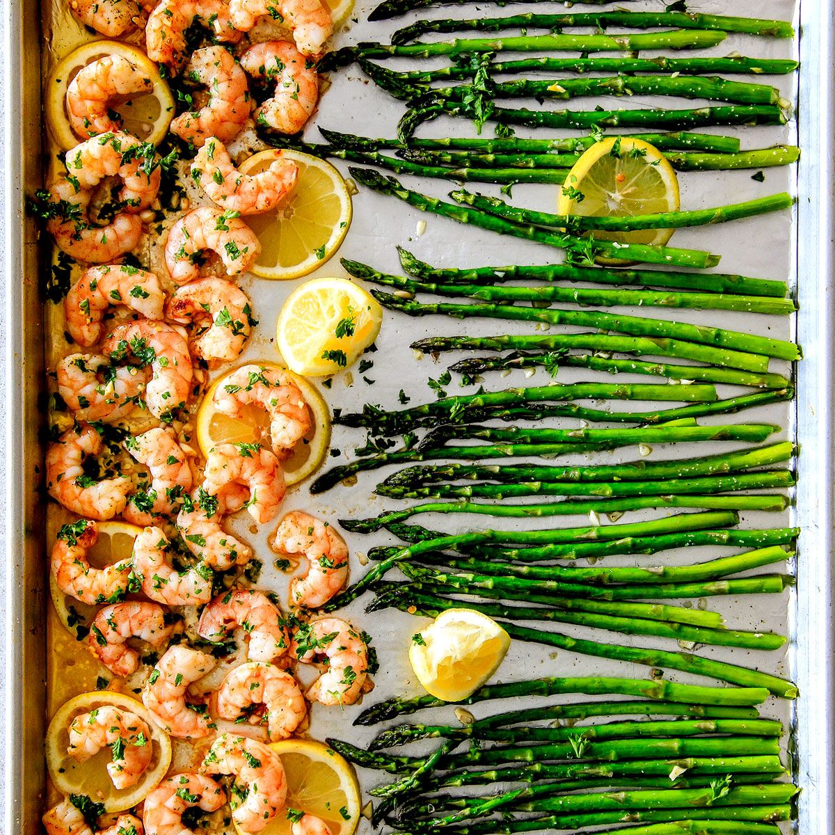 Sheet Pan Lemon Butter Garlic Shrimp And Asparagus Recipe The Feedfeed