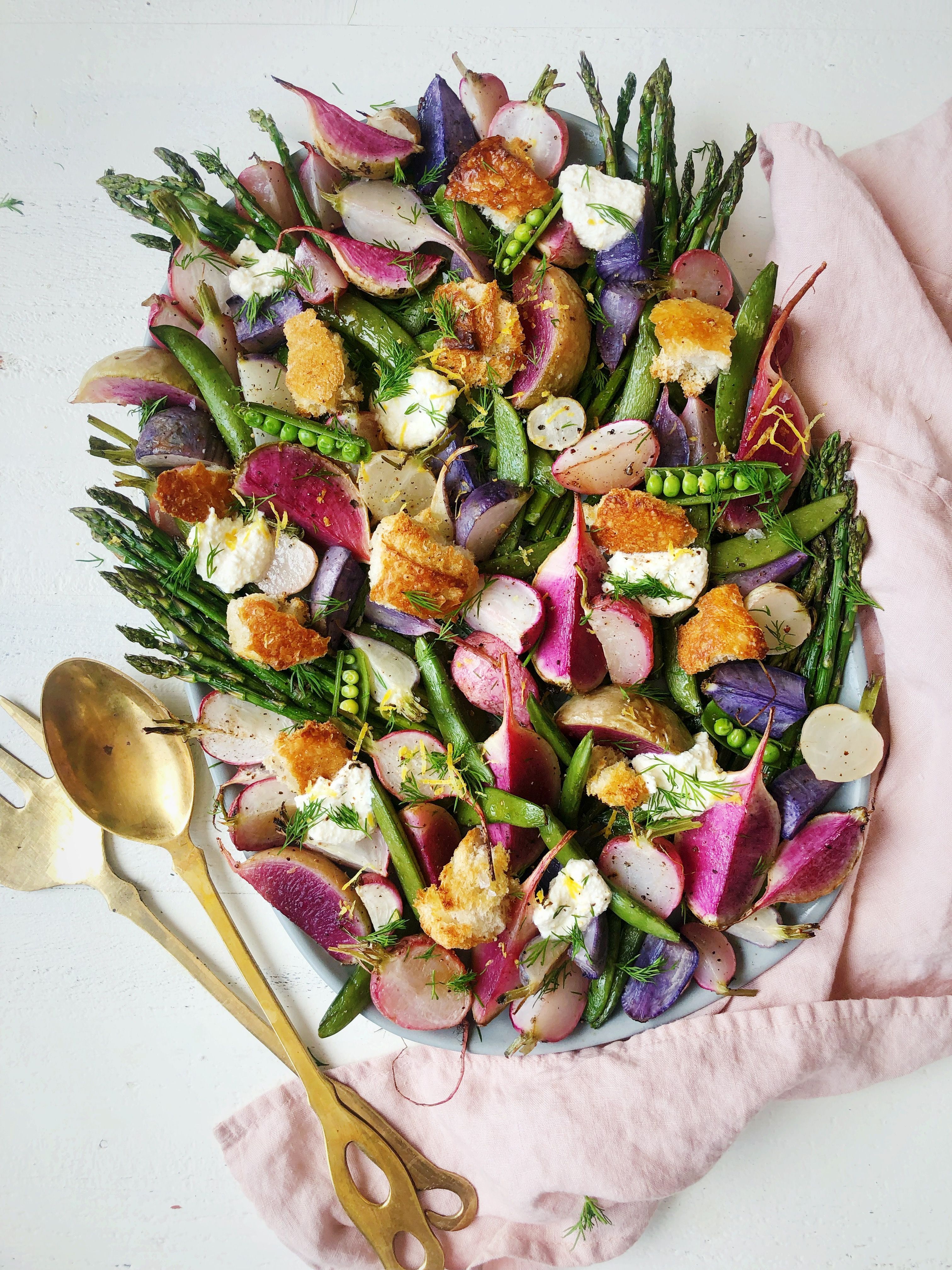 Sugar Snap Pea Salad with Radishes, Mint, and Ricotta