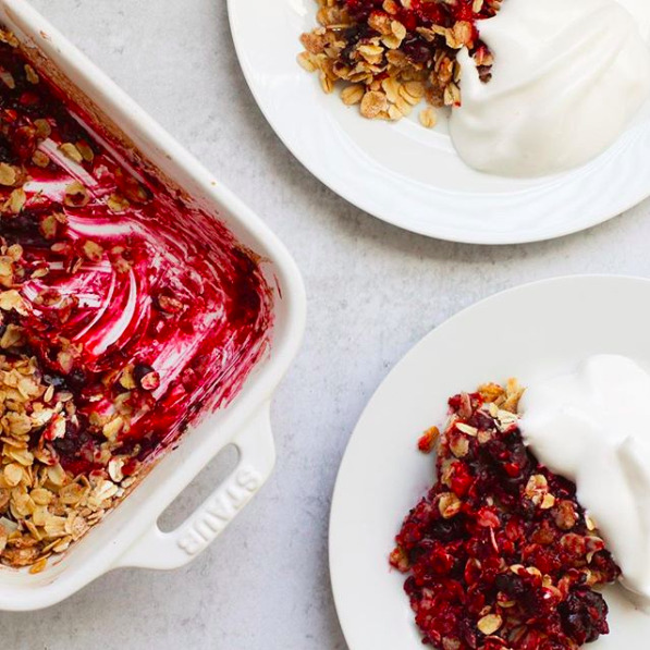 Berry Crisp With Aquafaba Whipped Cream By Cookbookchronicles Quick Easy Recipe The Feedfeed