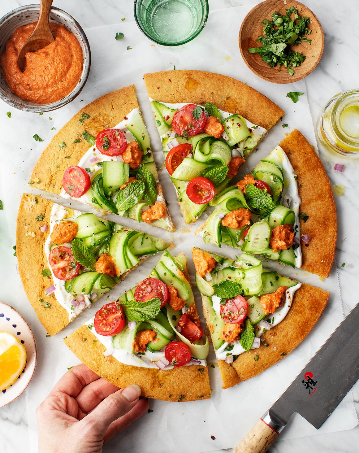 Falafel Flatbread with Tomatoes and Cucumber The Feedfeed