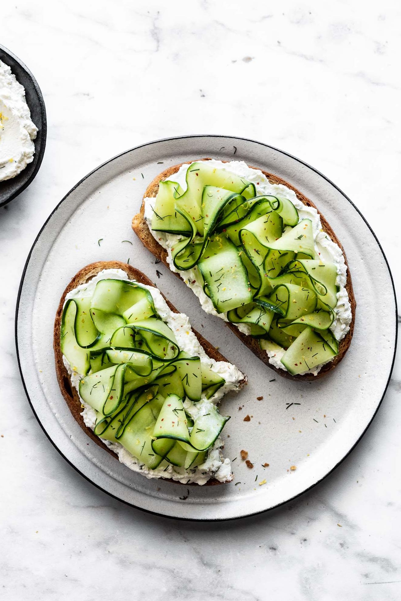 Lemon Herb Labneh and Shaved Cucumber Toast Recipe | The Feedfeed