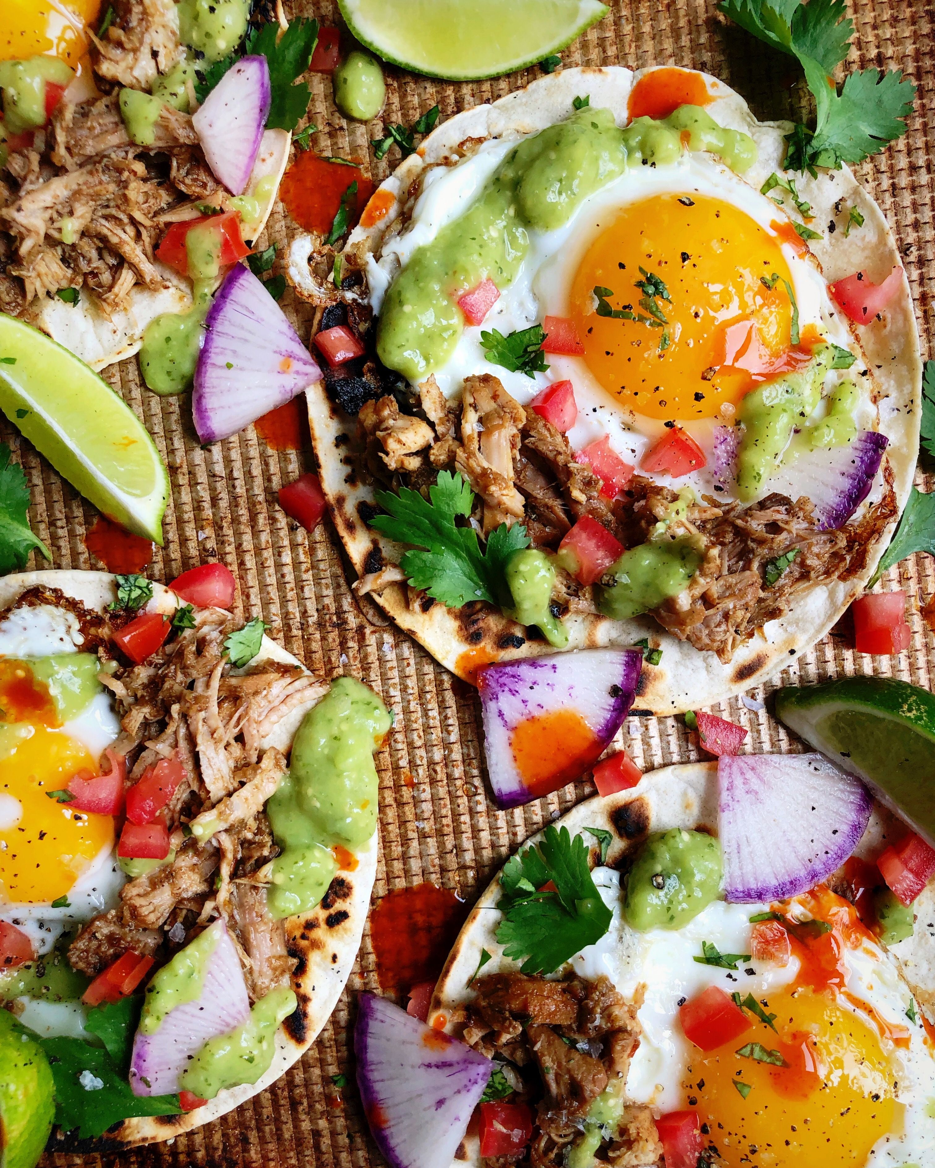 Fried Egg & Shredded Pork Breakfast Tacos Recipe The Feedfeed
