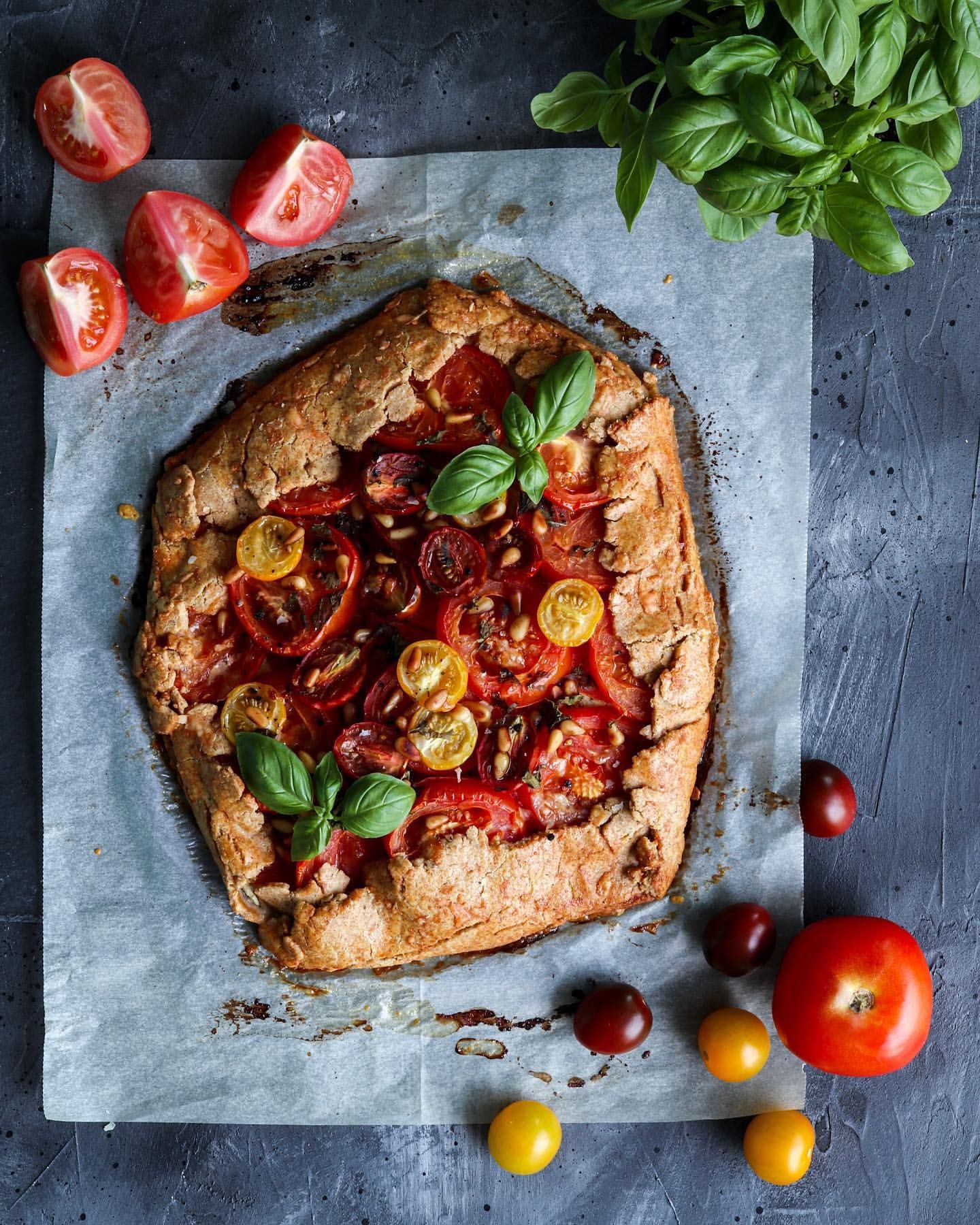 Tomato Galette with Basil Pesto Cream Cheese Filling Recipe The Feedfeed