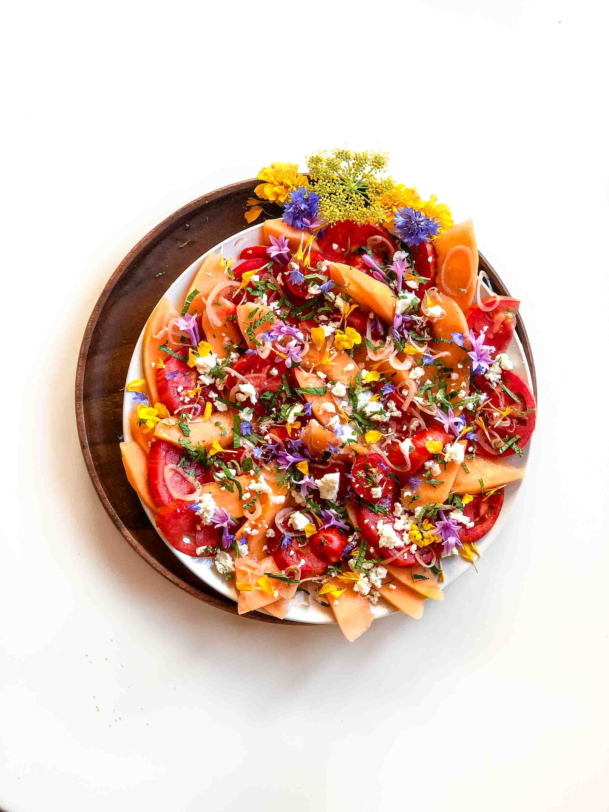 Tomato Melon Salad with Herbs and Feta by lilydiamond Quick & Easy