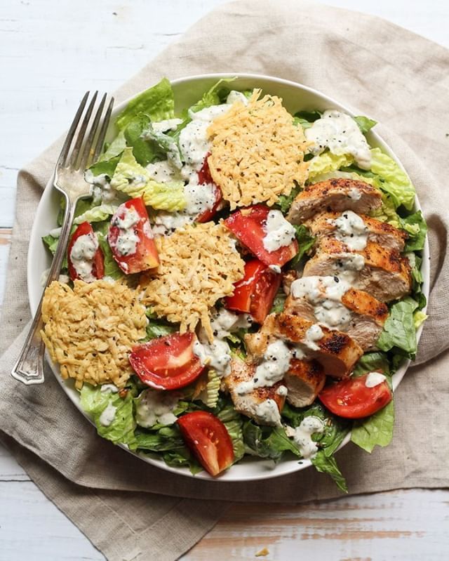 Chicken Caesar Salad with Pecorino Romano Crisps Recipe The Feedfeed
