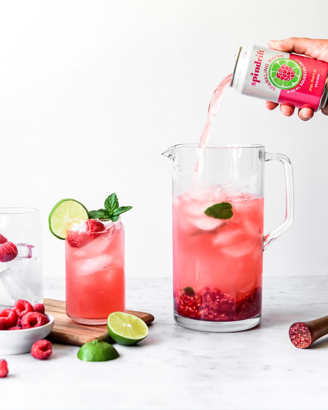 Mint and Raspberry Sparkling Water with Alcohol - Wine and Beer