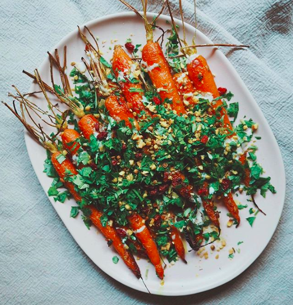 Roasted Turmeric Carrots with Tahini and Herbs Recipe The Feedfeed