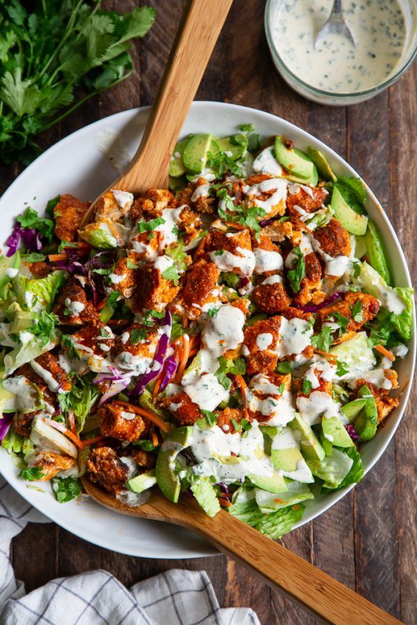 Chicken Tenders Salad with Buffalo Sauce by paleorunningmomma | Quick