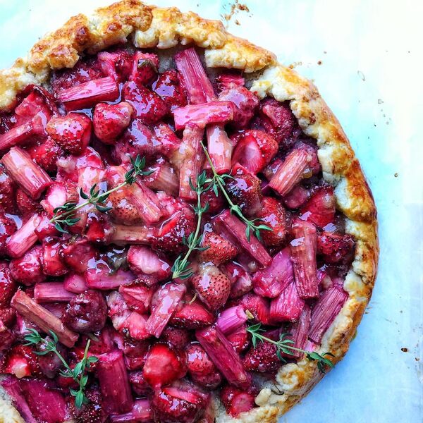 Strawberry Rhubarb Galette Recipe By Anna Serving Dumplings The Feedfeed