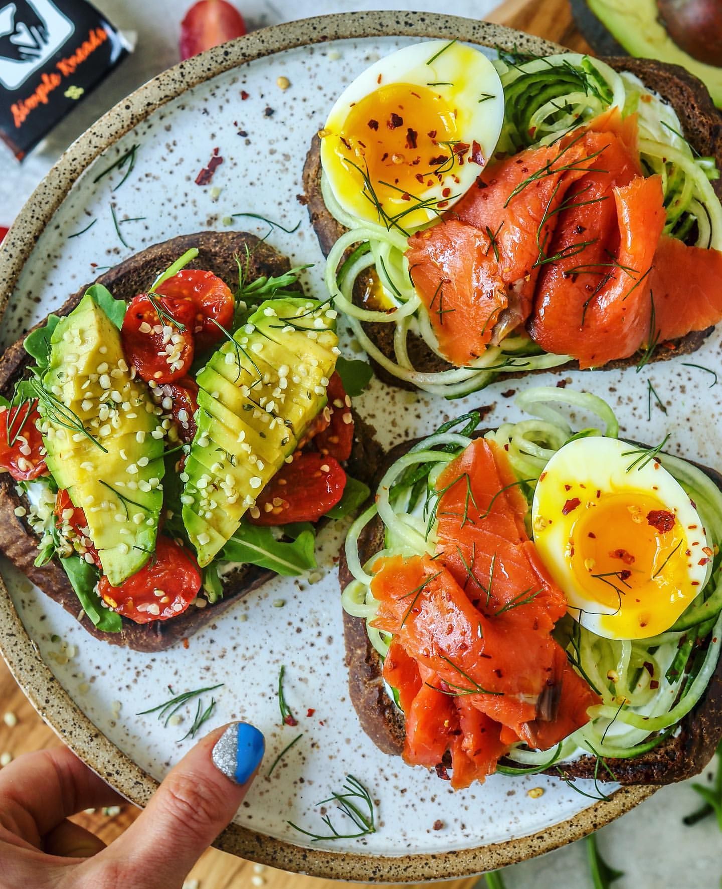 Spiralized Cucumber and Roasted Tomato Avocado Toasts by ...