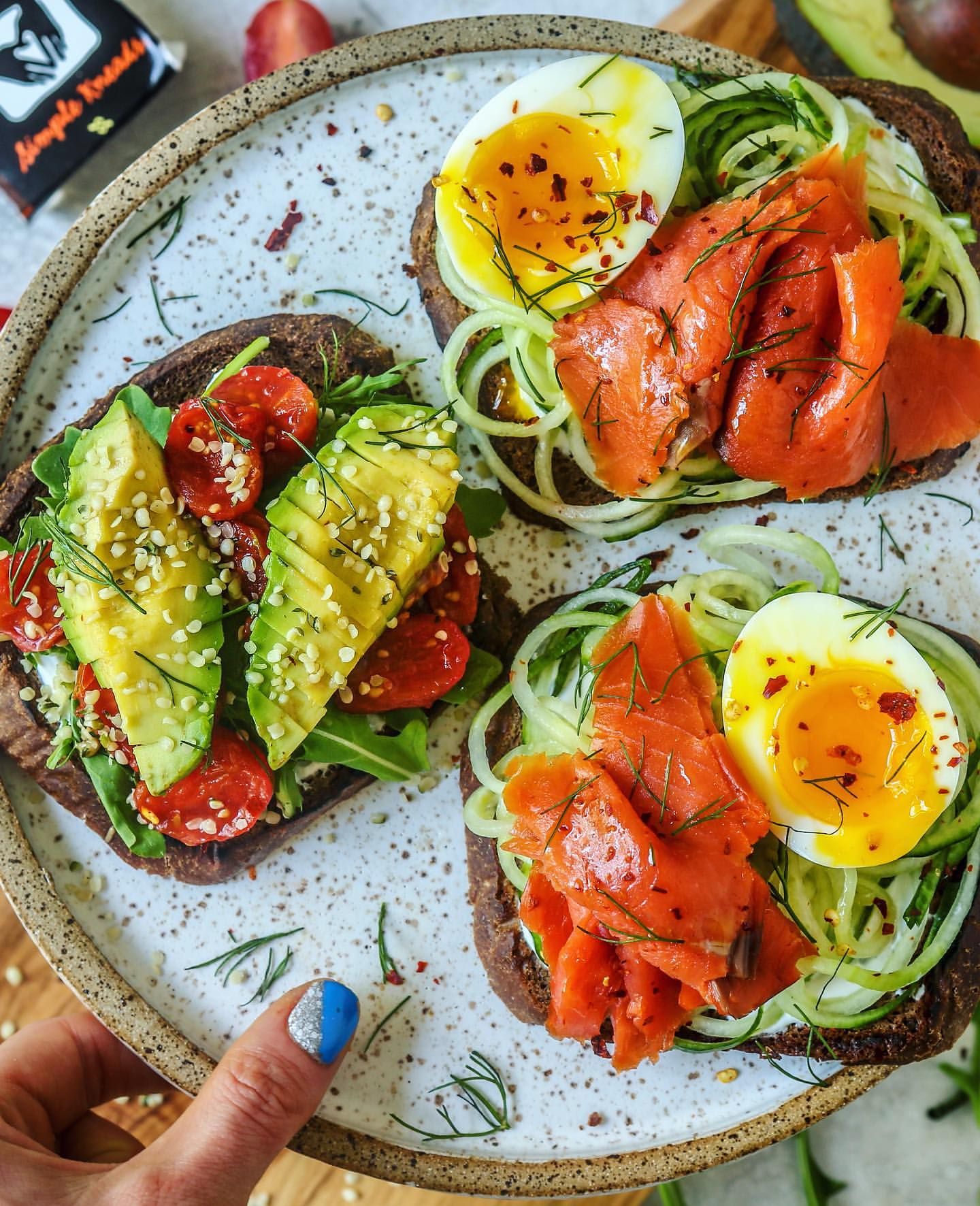 Spiralized Cucumber and Roasted Tomato Avocado Toasts Recipe | The Feedfeed