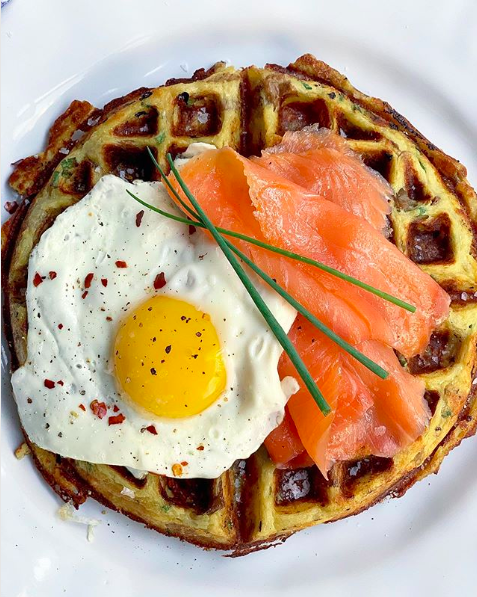 Chive Potato Waffle with Eggs and Lox by bazaarlazarr | Quick & Easy ...