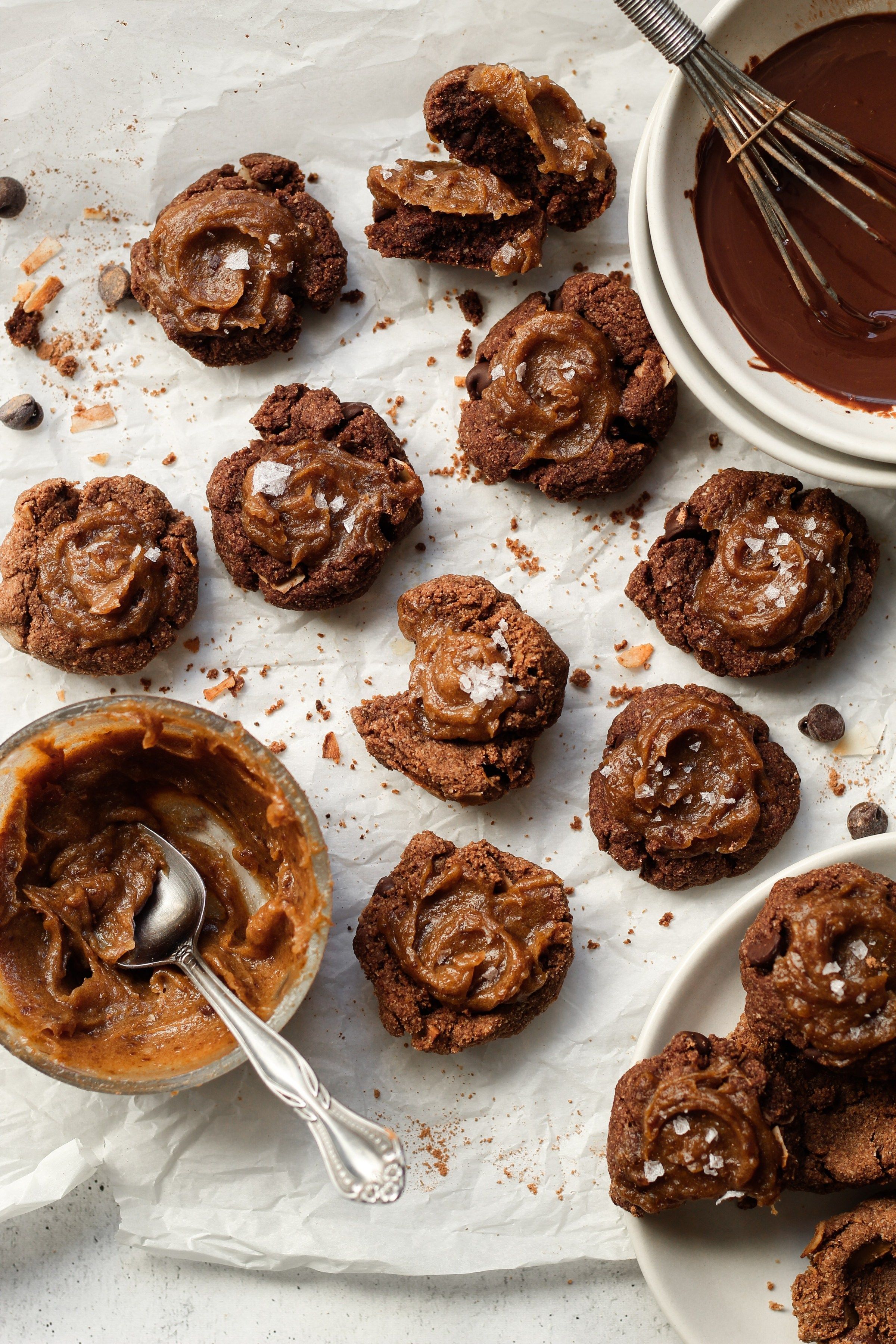 Double Chocolate Thumbprint Cookies With Date Caramel Recipe The Feedfeed 