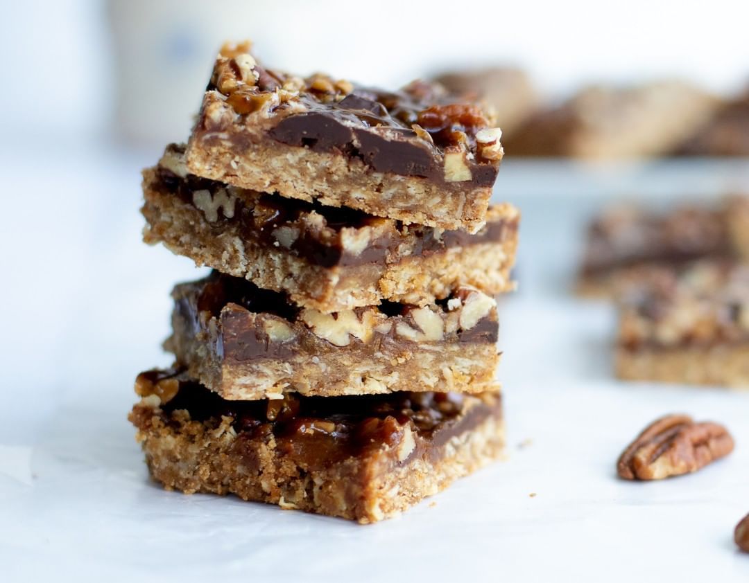 Caramel Chocolate Pecan Bars Recipe The Feedfeed