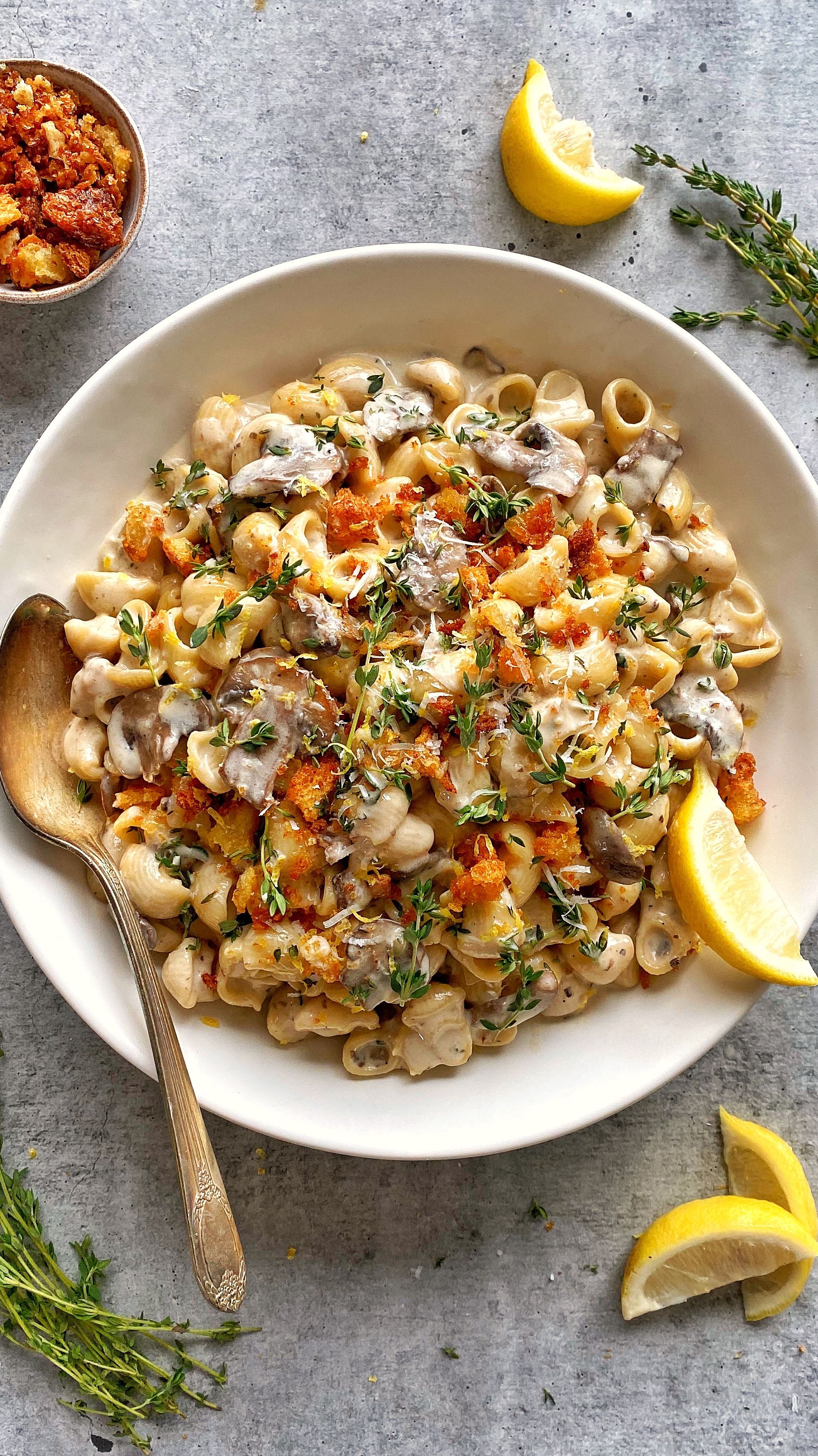 Cheesy Mushroom Pasta with Breadcrumbs and Thyme Recipe The Feedfeed