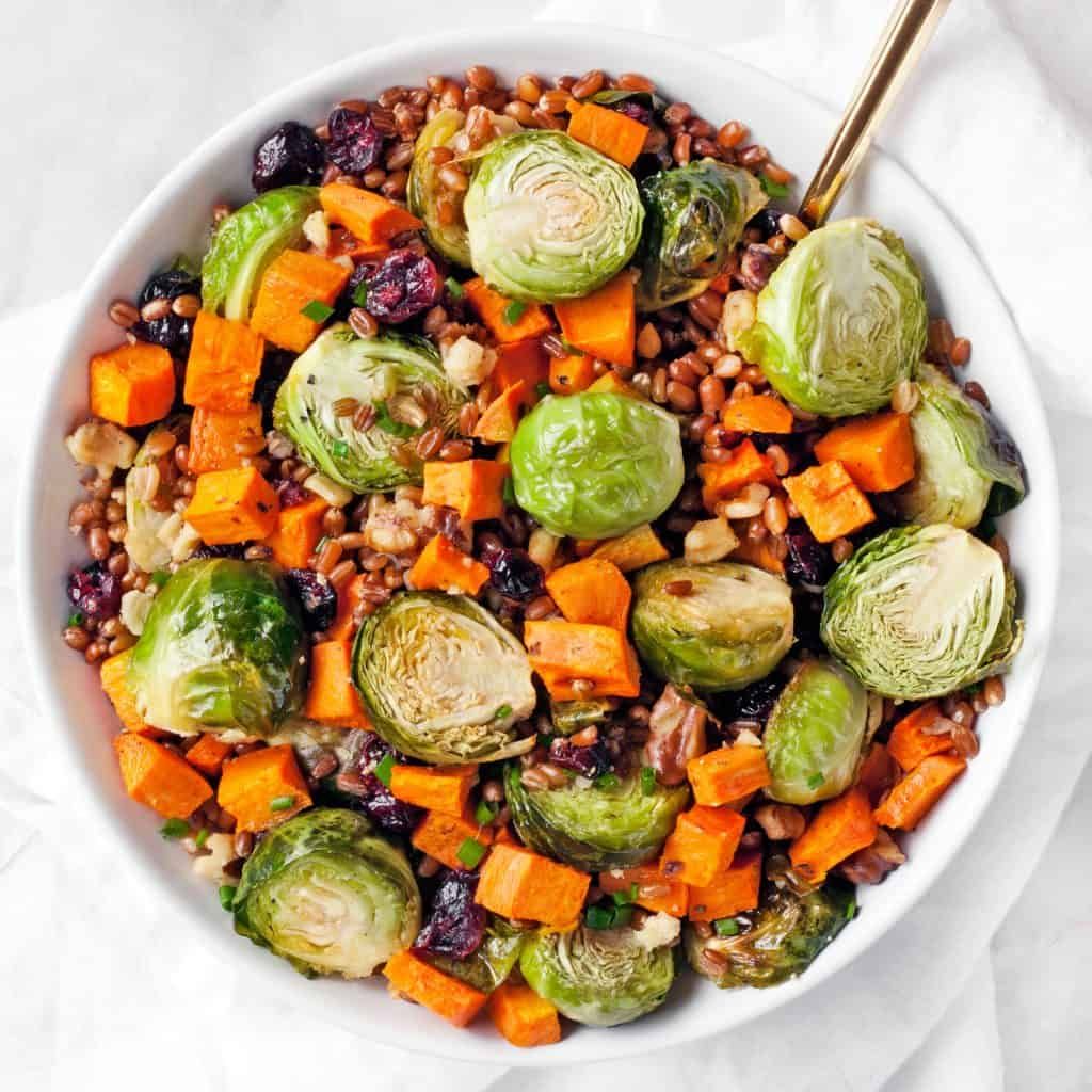 Brussels Sprout, Sweet Potato and Wheat Berry Salad Recipe The Feedfeed