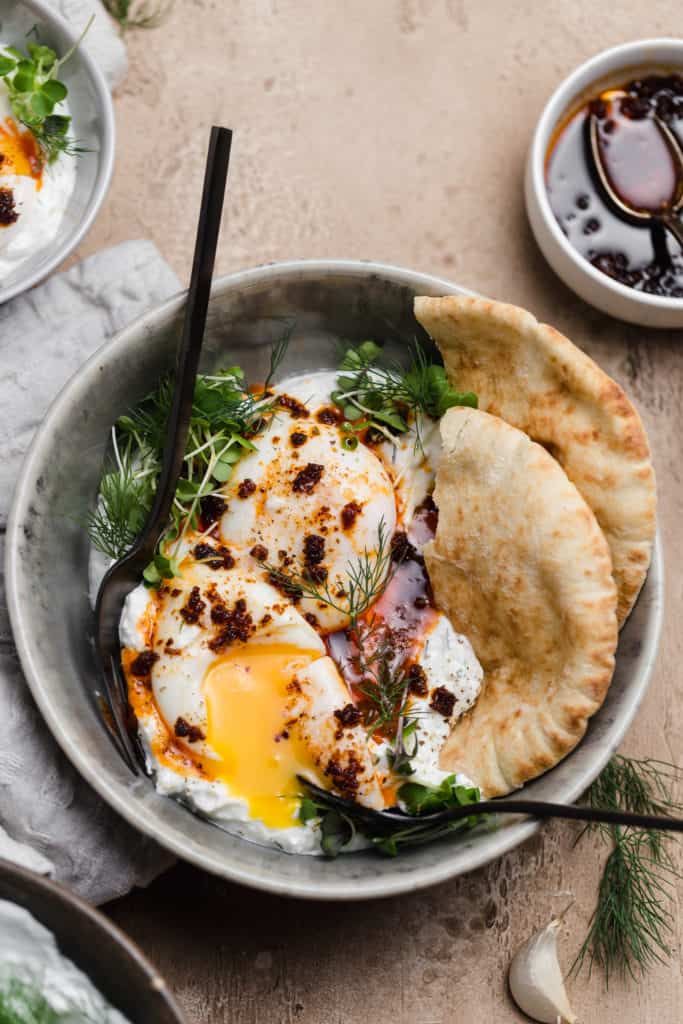 Turkish Eggs with Herbed Yogurt Recipe | The Feedfeed