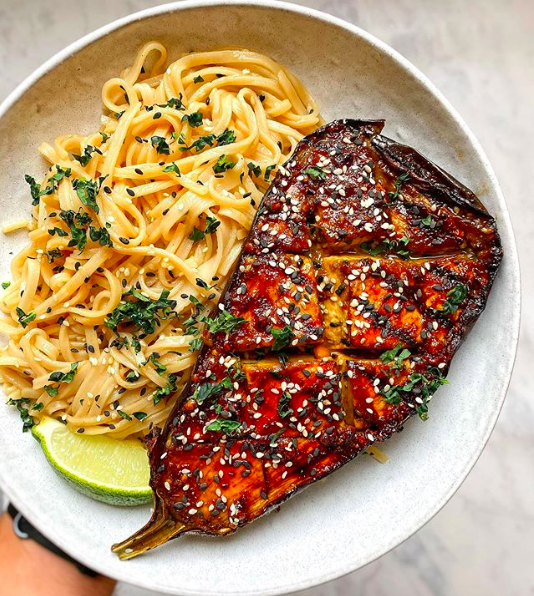 Peanut Butter Glazed Eggplant with Noodles Recipe The Feedfeed