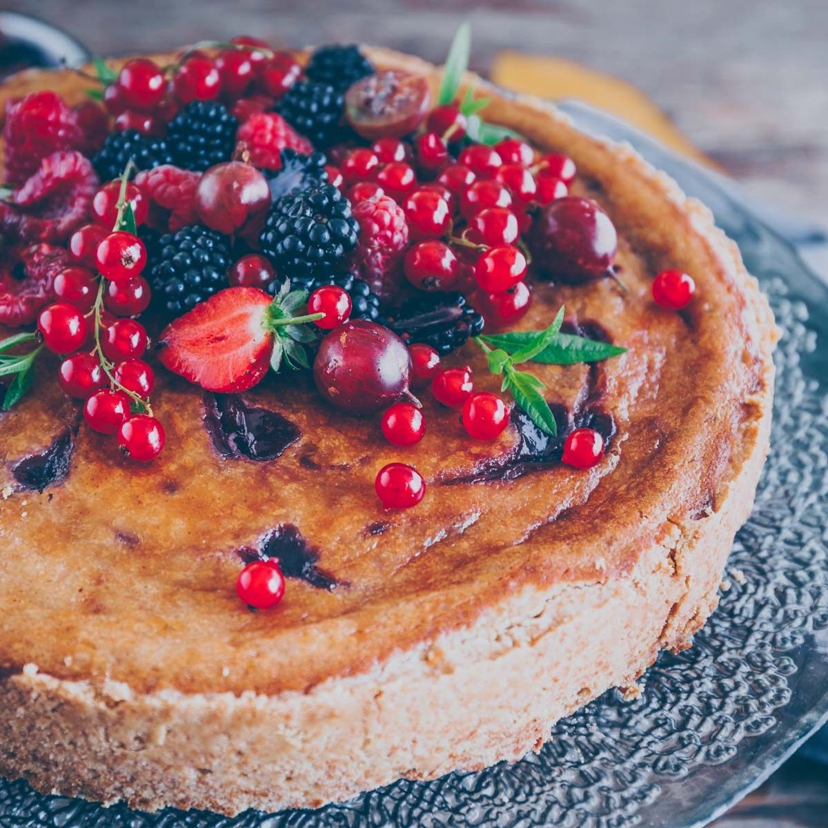 Cheesecake with Raspberries, Blackberries and Strawberries Recipe The