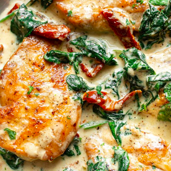 Creamy Chicken with Sun Dried Tomatoes and Spinach Recipe | The Feedfeed