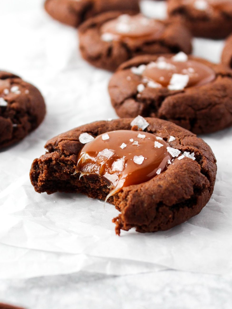 Salted Caramel Chocolate Thumbprint Cookies by sugaredandstirred ...