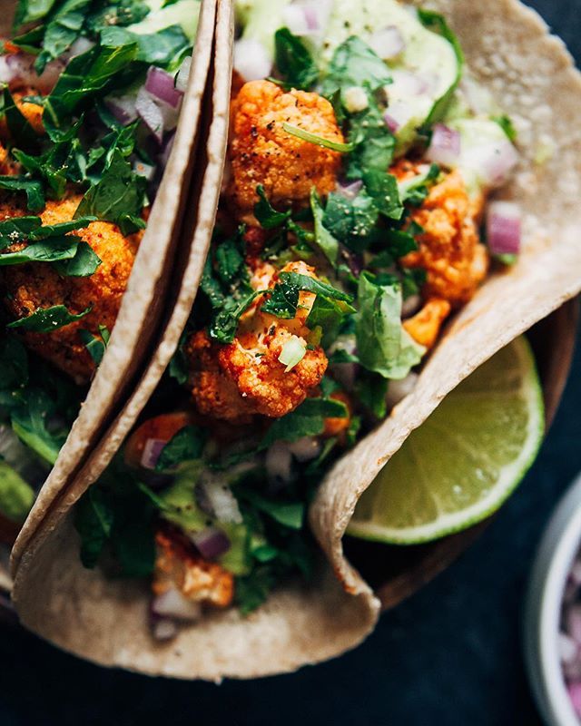 Vegan Buffalo Cauliflower Tacos Recipe By Sarah Aldrich The Feedfeed