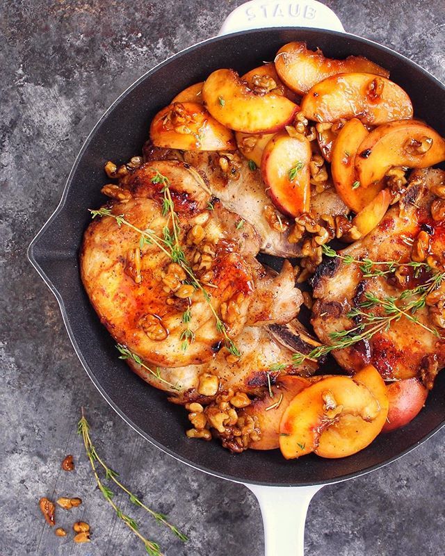 Peach and Walnut Pork Chops Recipe The Feedfeed