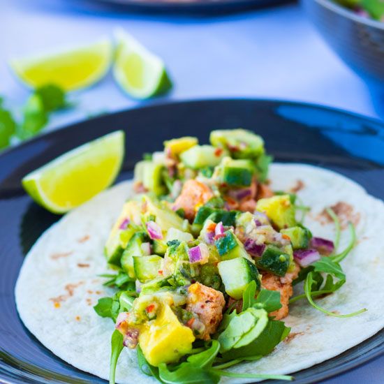 Ginger Avocado Salsa Salmon Tacos by alwaysusebutter | Quick & Easy ...