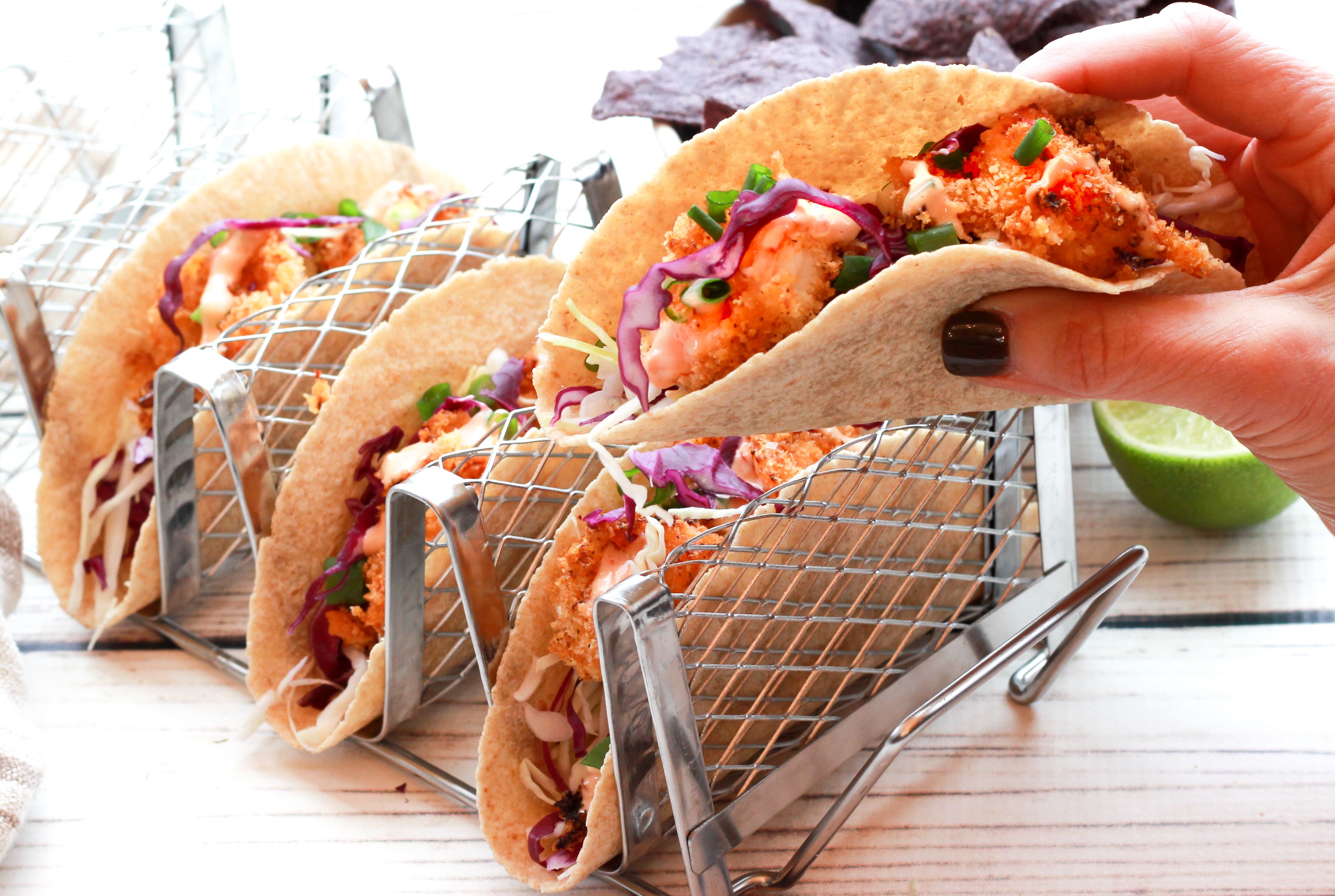 Air Fryer Bang Bang Shrimp Tacos Recipe By Asian Inspired Eats The Feedfeed