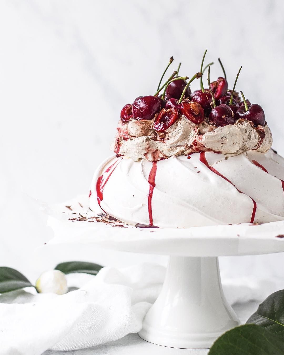 Chocolate and Cherry Topped Pavlova | The Feedfeed