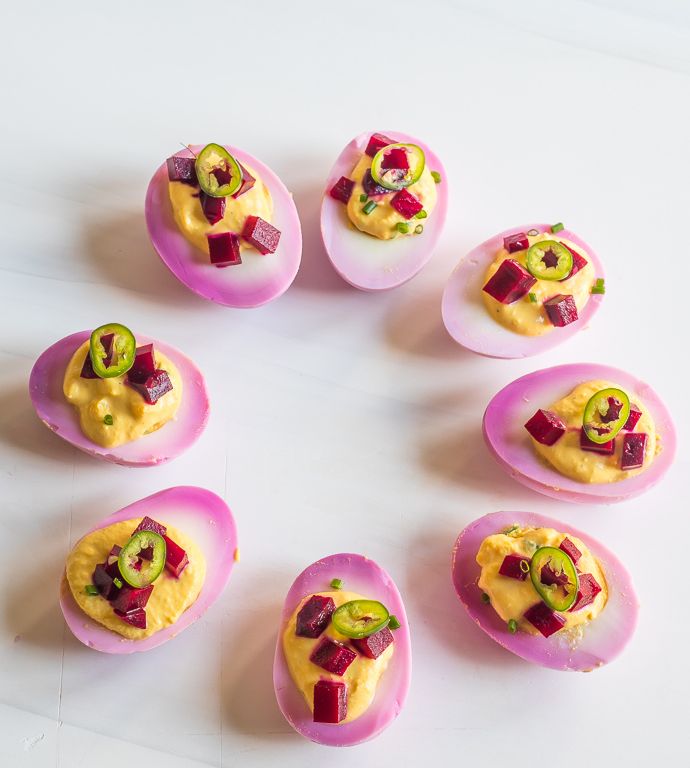 Beet Pickled Deviled Eggs Recipe The Feedfeed