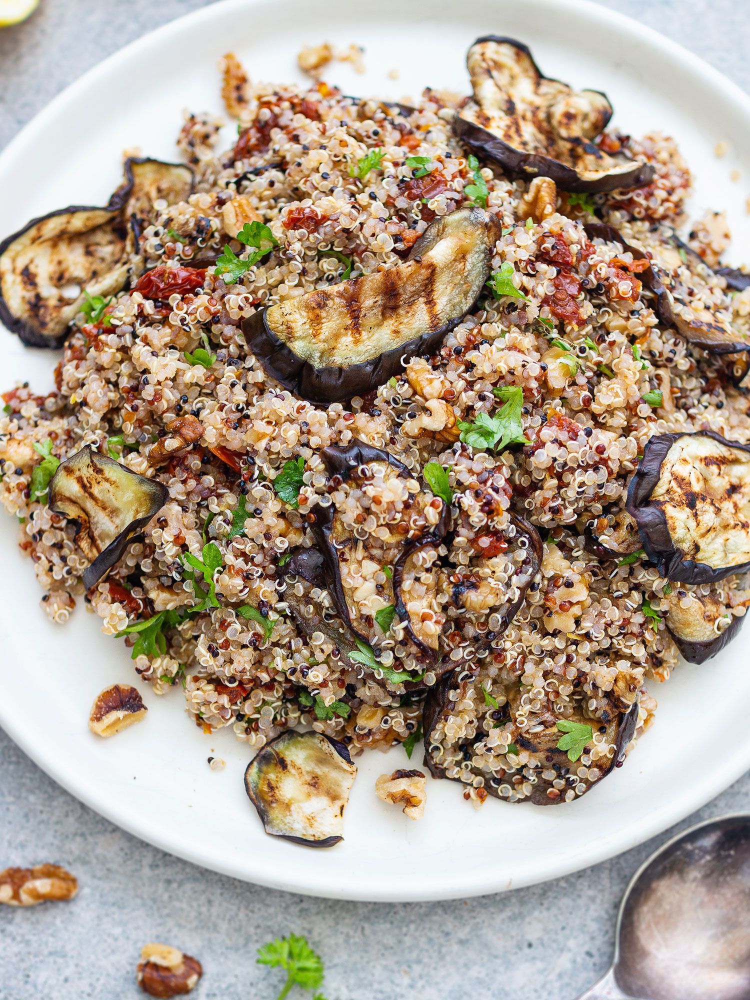 Herby Quinoa Salad with Aubergines Recipe The Feedfeed