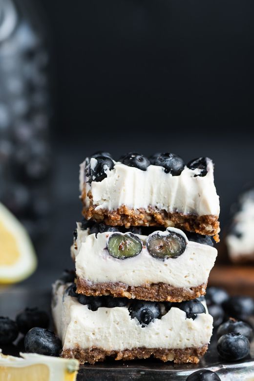 No Bake Lemon Blueberry Cheesecake Bars Recipe By Chelsea Simdorn The Feedfeed