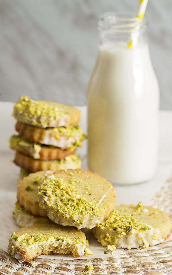 Pistachio Shortbread Cookies with Rosewater Icing by happy.as.a.yam