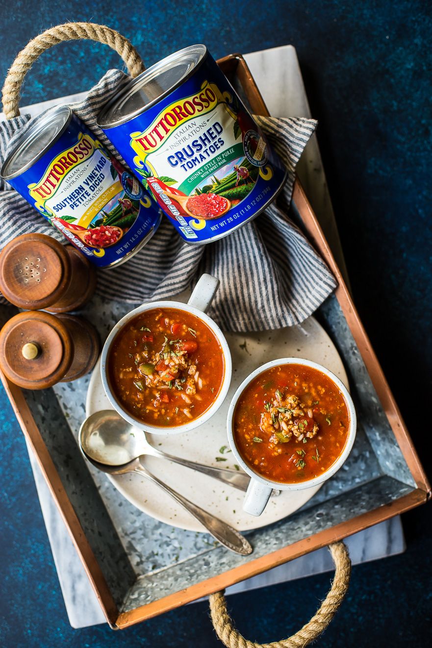 Ground Beef And Rice Stuffed Pepper Soup By Thebeachhousekitchen Quick Easy Recipe The Feedfeed