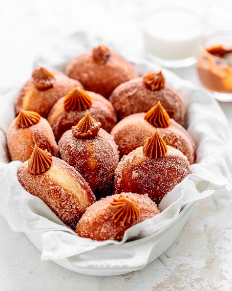 Churro Doughnuts with Dulce de Leche Filling Recipe | The Feedfeed